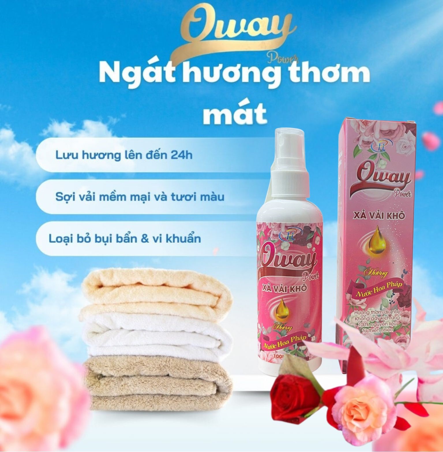 Xả vải khô OWAY POWER 100ml – Hương Hoa Pháp